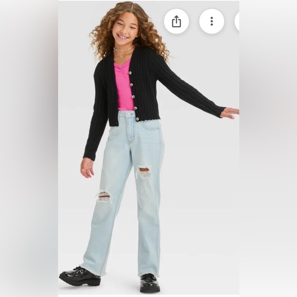 Black Ribbed Button-Up Sweater - Picture 4 of 5